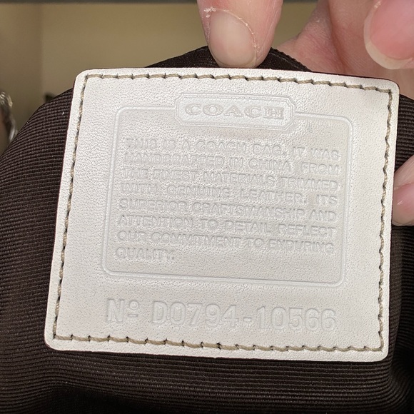 Coach Signature Turnlock Flap Crossbody Bag Khaki Brown White Trim Y2K 2007 - Picture 6 of 12